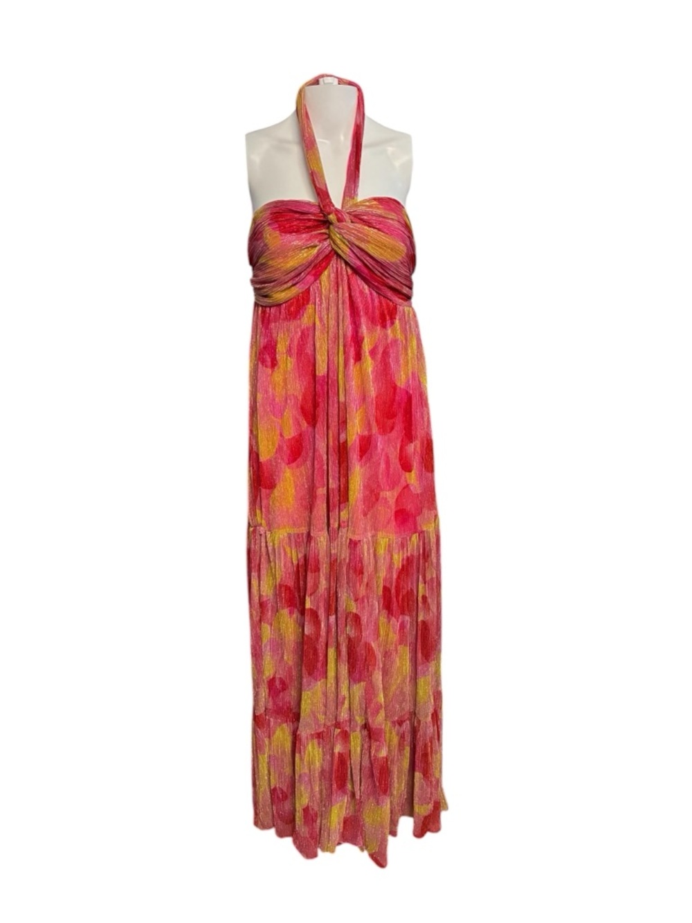 Violet Weekend Women’s Halter Knot Metallic Maxi Dress Sz. SM
